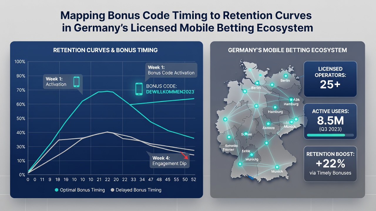 Grafik mit vergleichenden Retention-Kurven für unterschiedliche Bonuscode-Aktivierungszeitpunkte in deutschen Wett-Apps